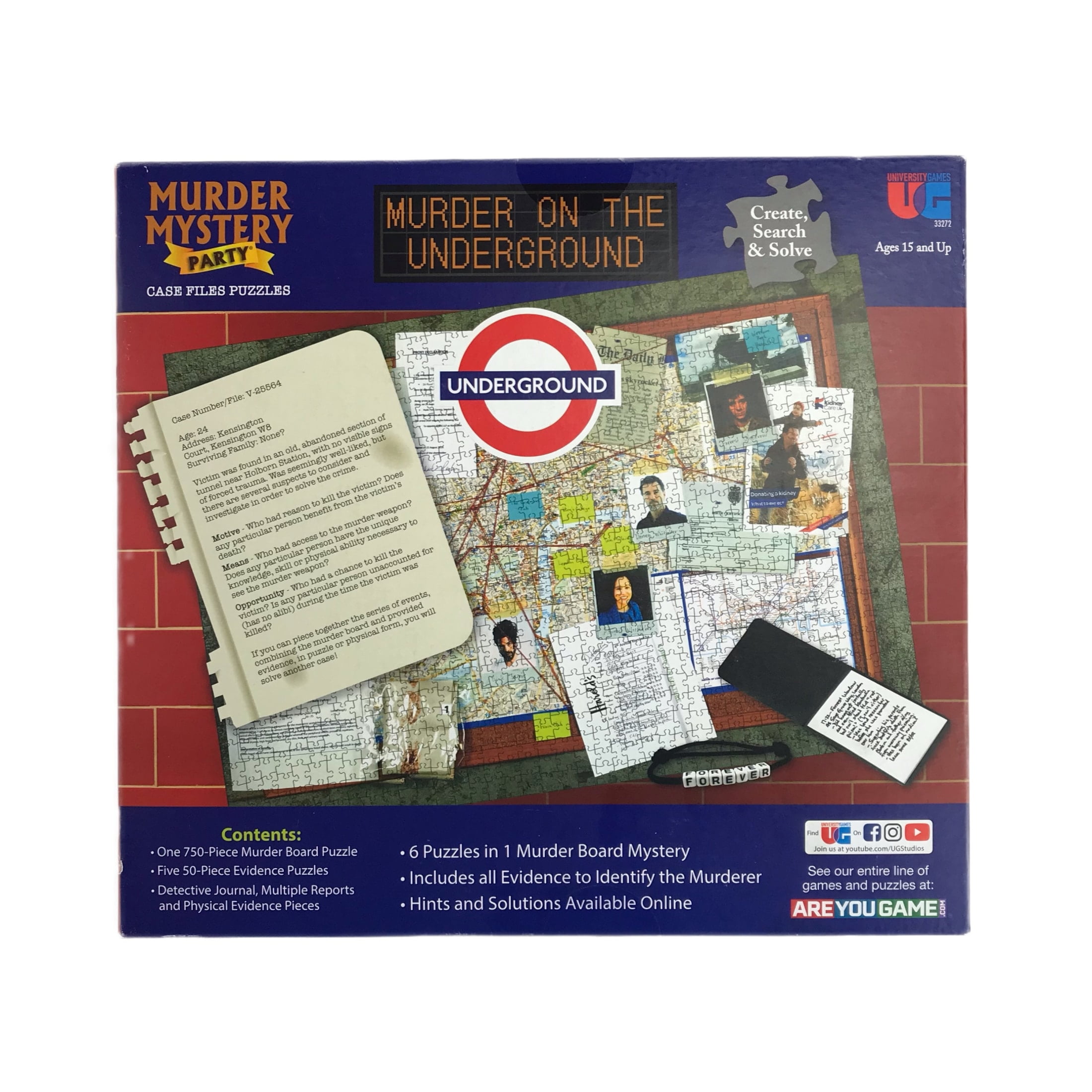 Murder Mystery Party, Case File Puzzle Murder on the Underground, for ages 14+