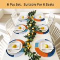 thumbnail image 5 of Blue Burnt Orange Round 13 Inch Placemats Set of 4, Modern Oil Painting Geometric HeatResistant Non Slip Place Mats for Dining Table, Wipeable Braided Kitchen Table Mats for Housewarming, 5 of 9