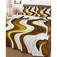 thumbnail image 3 of Quilts King Size, Brown Stripe Soft Comforter Bedding Set for Bed, Gold Geometric White Coastal Wave Modern Ocean Lightweight Quilted Bedspread with Pillow Cover(2 Pieces) for All Season, 96x106 Inch, 3 of 6