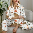 thumbnail image 6 of Pajamas for Women Set - Capybaras Heart Balloons Comfy Long Sleeve Button Up Pajama Sets for Women 2 Piece, Soft Sleepwear Nightwear Pjs Lounge Sets for Women with Pockets, 6 of 6
