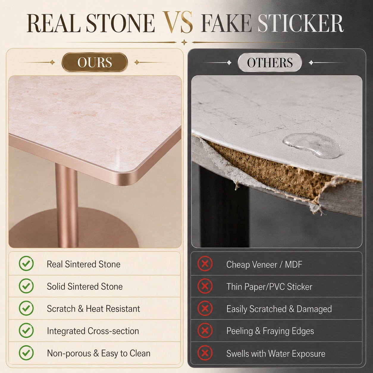 Aukfa 31.5" Square Dining Table for 2-4, Marble-Look Sintered Stone Top, Rose Gold Pedestal Base, Small Spaces,Blush Pink