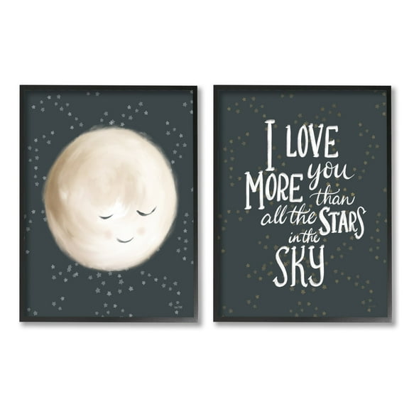 Stupell Industries Cute Moon Starry Night Sky I Love You Phrase , 16 x 20, Design by House Fenway
