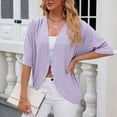 thumbnail image 3 of YONGHS Womens Open Front Cropped Cardigans Dropped Shrugs Top Bolero Coverup Cape for Evening Dress Purple XXL, 3 of 6