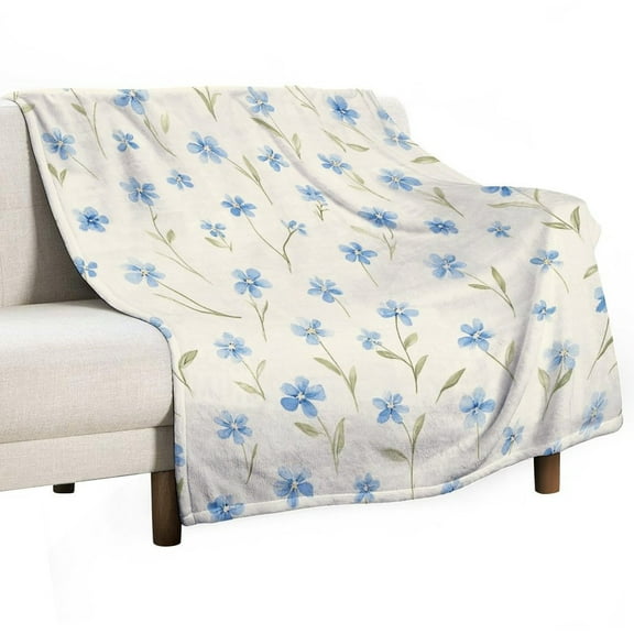 Blue Floral Pattern Blanket for Bed Throw Blanket for Women, Men Super Soft Plush Blanket Throw, Print Blanket