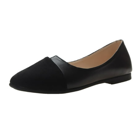

Sandals Women Splice Color Flats Fashion Pointed Toe Ballerina Ballet Flat Slip On Slippers Black Size 6