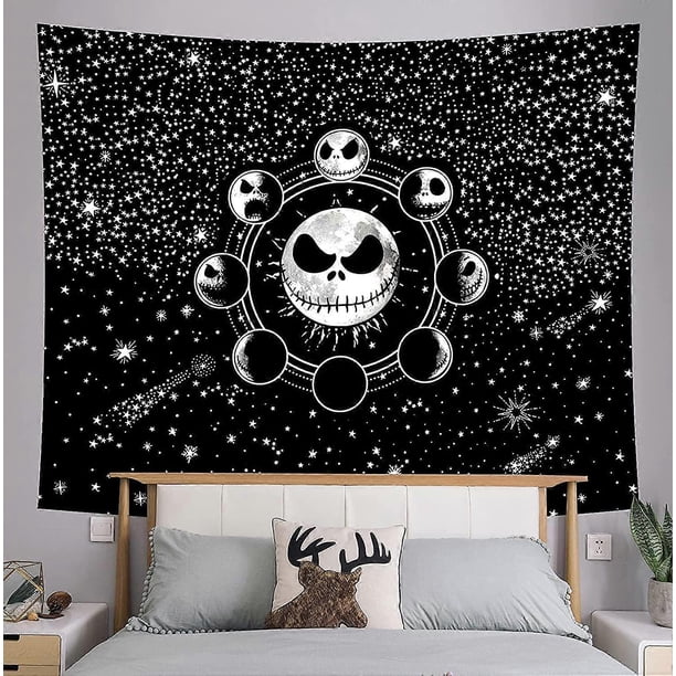 Nightmare Before Christmas Tapestry (Size: 51.2" x 59.1"), Black Star Tapestry, Polyester material, machine washable, suitable for wall decoration in
