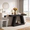 thumbnail image 3 of Fnova 55" Farmhouse Console Table, 2-Tier Storage Sofa Table, Long Wood Entryway Table for Hallway, Living Room, Easy Assembly, 3 of 10