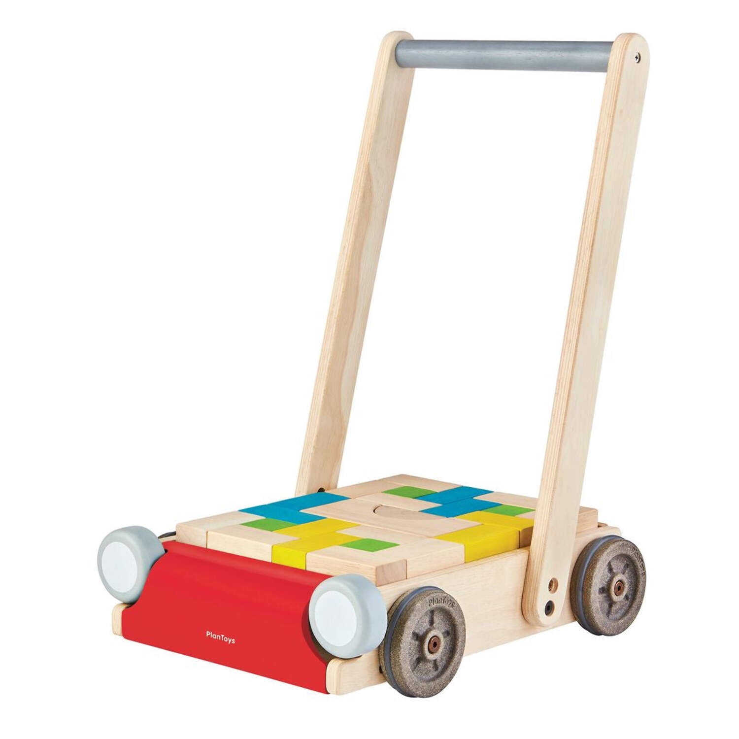 PlanToys® Baby Walker Wooden Push Toy for First Steps & Balance | Montessori Developmental Toy for Coordination & Confidence | Eco-Friendly Learning Toy