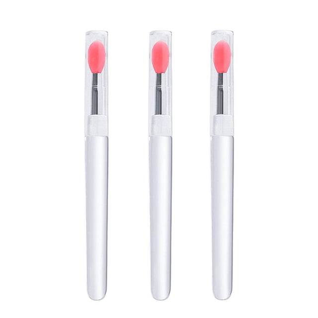 Wartleves 1/3 piezas Pincel de silicona portátil para labios con funda Mini pincel de labios profesional S0