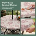 thumbnail image 5 of Round Outdoor Tablecloth with Umbrella Hole and Zipper, Pink Coastal Summer Tablecloth with Elastic Waterproof, Coral Shell Starfish Vintage Patio Table Covers for 36" - 44" Picnic Pool Tables, 5 of 9