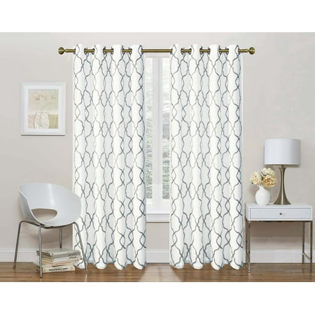 2 Pack Regal Home Collections Geo Lattice Semi Sheer Grommet Top