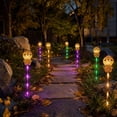 thumbnail image 2 of 6 Styles Halloween Solar Ground Stake Lights Pumpkin Ghost Mummy Maple Leaf Waterproof LED Outdoor Garden Lamps Auto On/Off 2 Lighting Modes On/Flashing for Yard Party Decor, 2 of 7