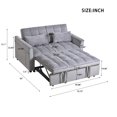 thumbnail image 2 of 3 in 1 Sleeper Sofa Bed, Pull Out Couch Bed with Adjustable Backrest and Pillows, 2 Seater Velvet Loveseat for Living Room, Bedroom, Grey, 2 of 8