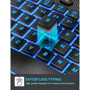 Wireless Keyboard and Mouse Combo - Ergonomic Wave Rechargeable Keyboard with Soft Leather Wrist Rest, RGB Backlit -Black