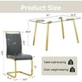 thumbnail image 4 of LUFTUT 5-Piece Glass Dining Table Set for 4, 51" Rectangular Tempered Glass Table with Gold Metal Legs, 4 Gray PU Leather Upholstered Chairs, Space-Saving Kitchen & Dining Room Set, 4 of 8