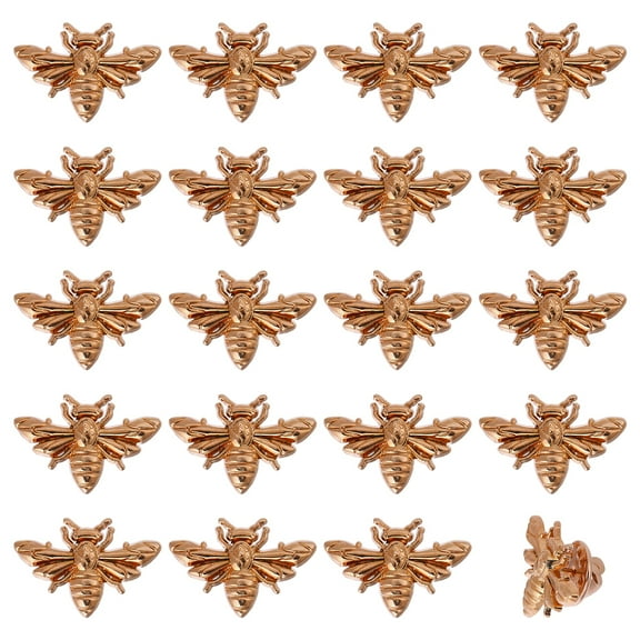 20Pcs Bees Alloy Brooches with Iron Pin Light Gold 17.5x26mm