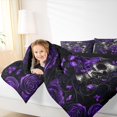 thumbnail image 3 of Castle Fairy Spooky Skull Full Size Comforter Sets 3-Piece,Boho Rose Butterfly Bedding Comforter Set,Violet Blacks,1 Comforter and 2 Pillowcases,Black Reversible, 3 of 6