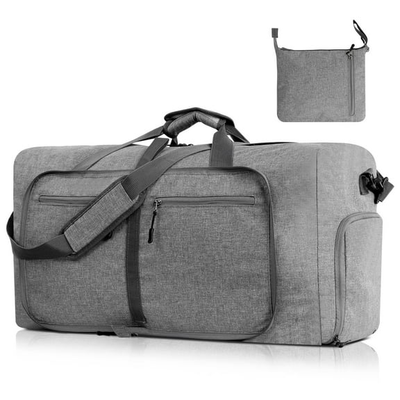 KitGody Travel Duffel Bag,Grey Foldable Gym Bag Large Capacity Yoga Bags Waterproof Sports Tote Bag, for Travel, Sports, Gym
