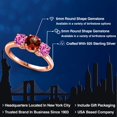 thumbnail image 2 of Gem Stone King 18K Rose Gold Plated Silver Red Garnet and Pink Created Sapphire Engagement Ring for Women | 2.10 Cttw | Round 6MM | Gemstone January Birthstone | Size 9, 2 of 6