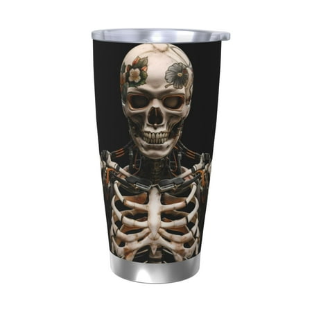 

Zeuib Cyber Skeleton With Tattoos Printed 20oz Stainless Steel Insulated Car Cup Stainless Steel Thermal Cup Vacuum Insulated Leak-proof Travel Mug Cup-Without Straw