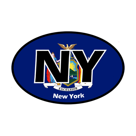 Pack Laser Stickers Flag Design - Oval Stickers - New York State Flag - Set of 4