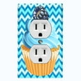 thumbnail image 1 of Metal Light Switch Plate Cover Baby Blue Blackberry Cupcake Chevron Wallpaper CAK033, 1 of 13
