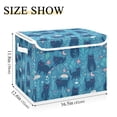 thumbnail image 5 of Yayeee Collapsible Cube Storage Bin with Lid Fabric Closet Decorative Basket with Handles, Blue Forest Cat Pattern, 5 of 7
