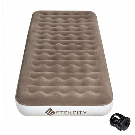 Etekcity Upgraded Twin Size Camping Air Mattress Blow Up Bed Inflatable Mattress Raised Airbed with Rechargeable Pump for Guest, Camping, Height 9