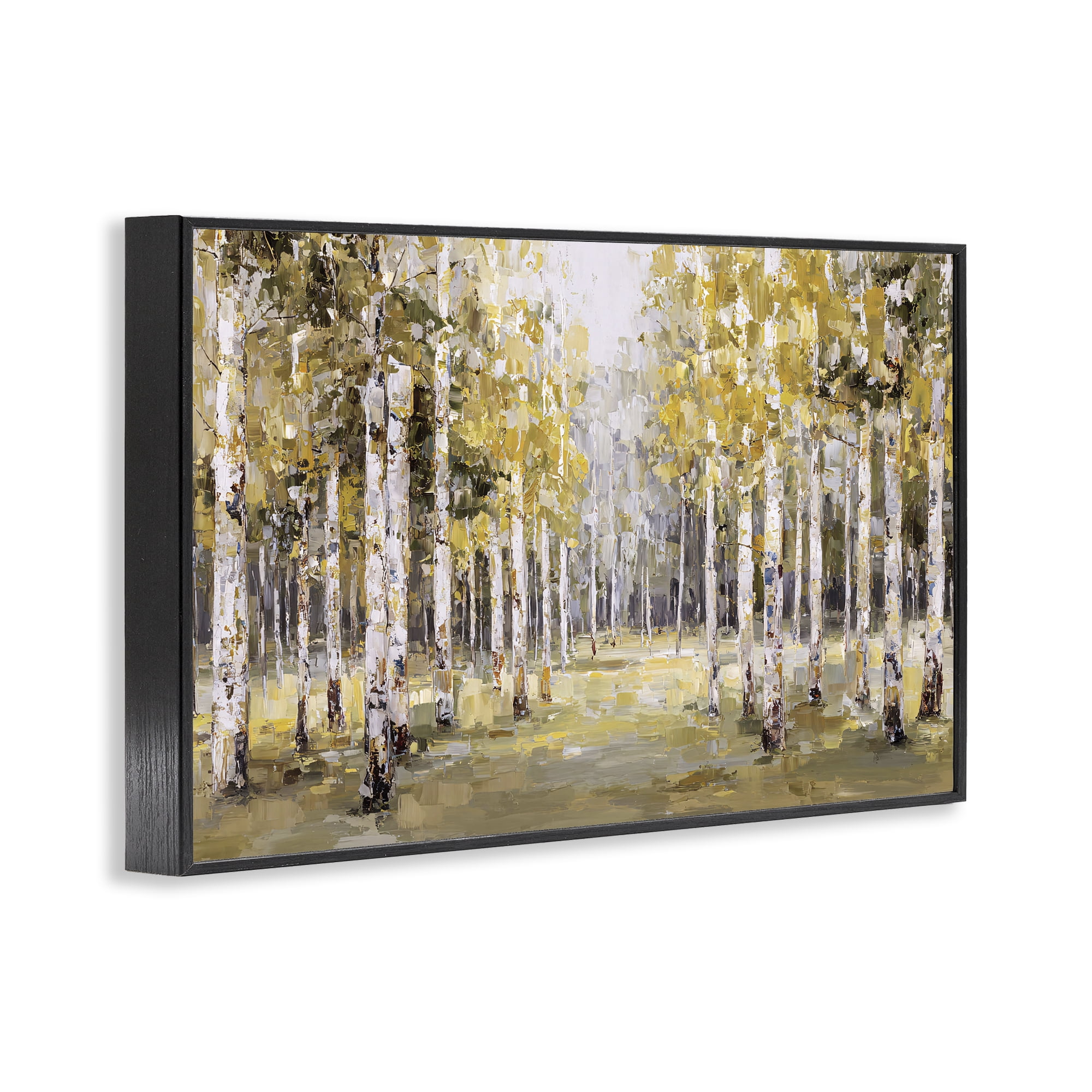 Stupell Industries Impressionist Birch Trees & Fall Leaves Black Framed Giclee Art, design by Jacky Ngan