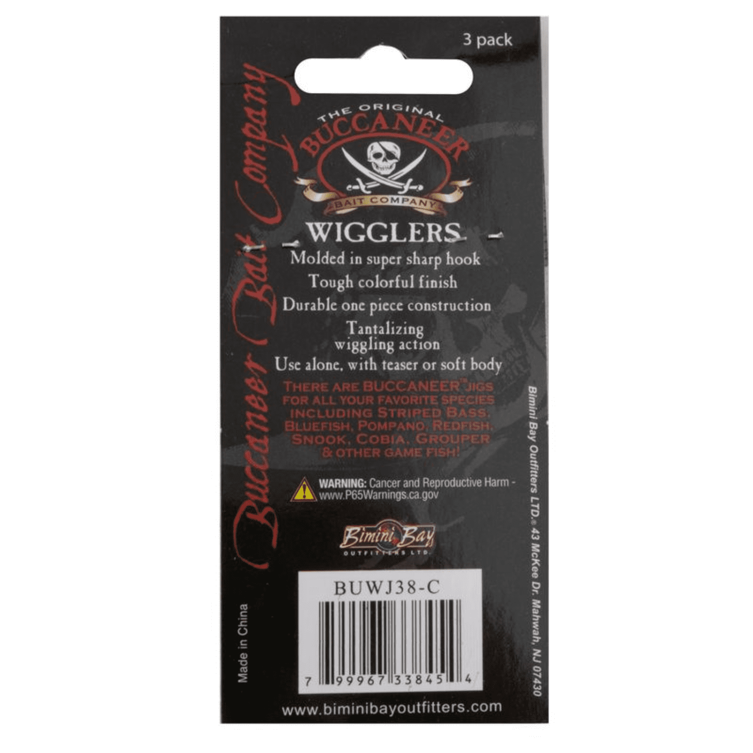 Buccaneer Wiggler Jig Fishing Lure, Chartreuse, 3/8 oz, 3 Count