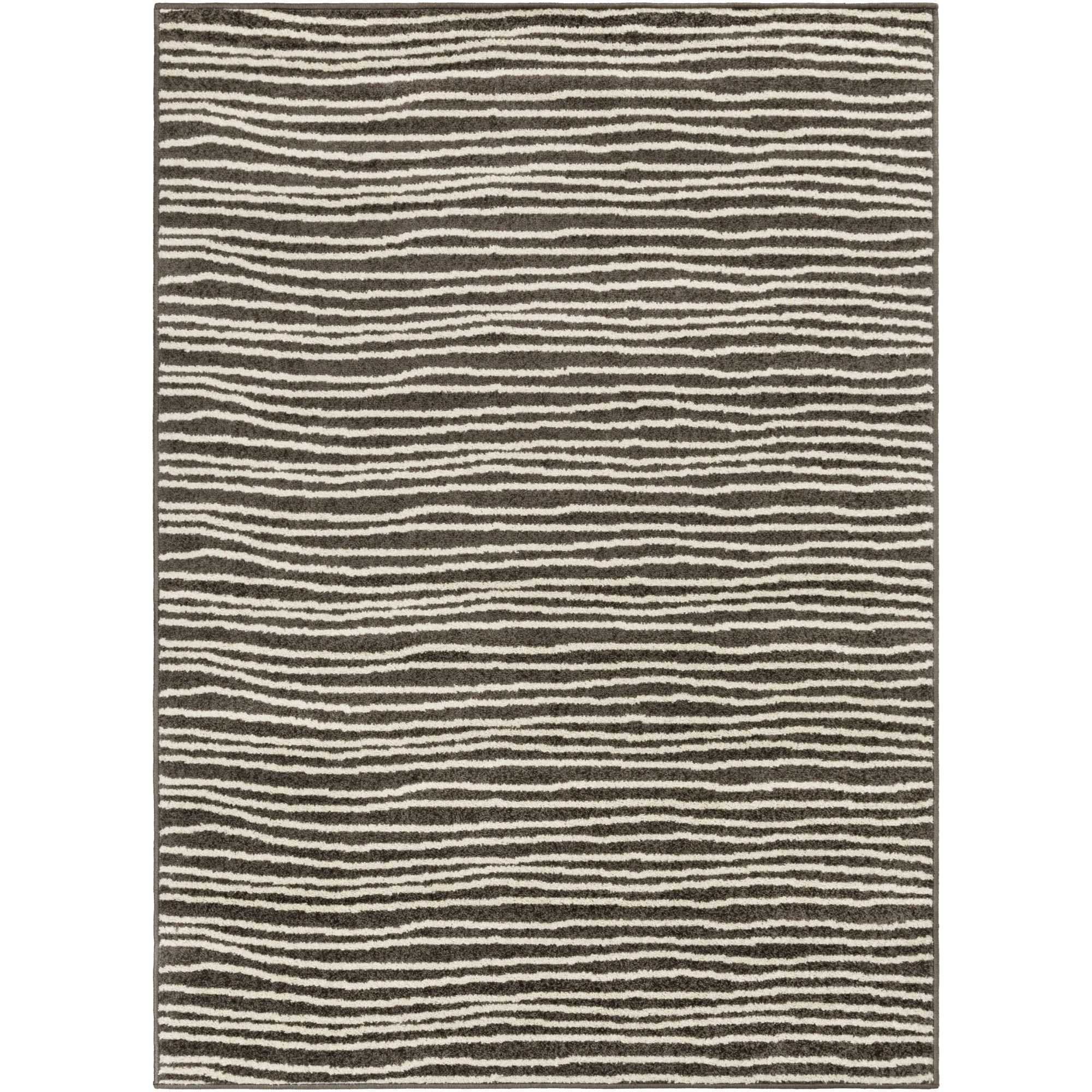 7.8' x 10.1' Stripe Patterned Black and White Rectangular Area Throw