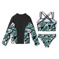 thumbnail image 4 of YONGHS Girls 3 Piece Rash Guard Tankini Set Floral Bikini with Long Sleeve Zip Shirt Swimwear Bathing Suit Lily 10, 4 of 7