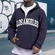 thumbnail image 1 of MHFRRA Sudadera con Capucha y Cremallera de Un Cuarto con Estampado de Letras, Suave y Cómoda, para Uso Informal, Sudadera Deportiva Ligera Marina de guerra, 1 of 3
