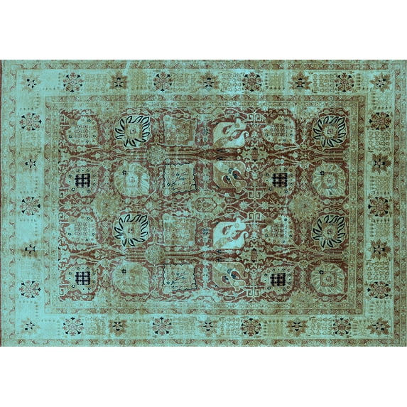 Ahgly Company Indoor Rectangle Oriental Light Blue Traditional Area Rugs, 4' x 6'