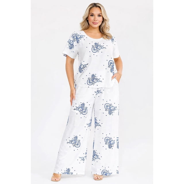 Conjunto bordado Roman Fashion /Tallas Extras, 5138 (Blanco) blanco 42