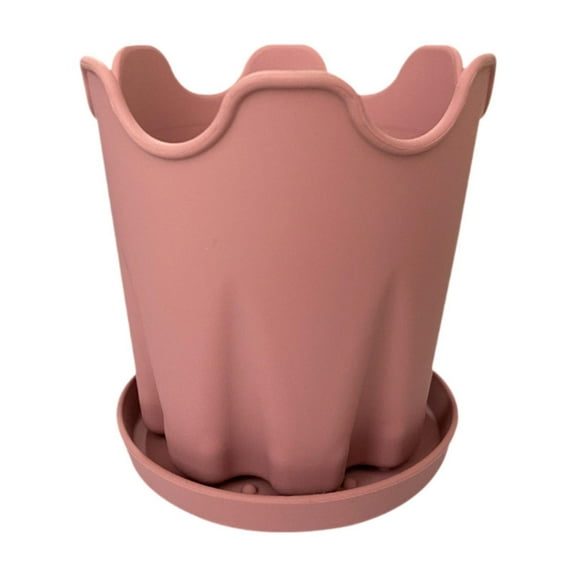 oshhni Flowerpot with Base Home Decor Flower Plant Container for Floor Desktop Cafe Pink