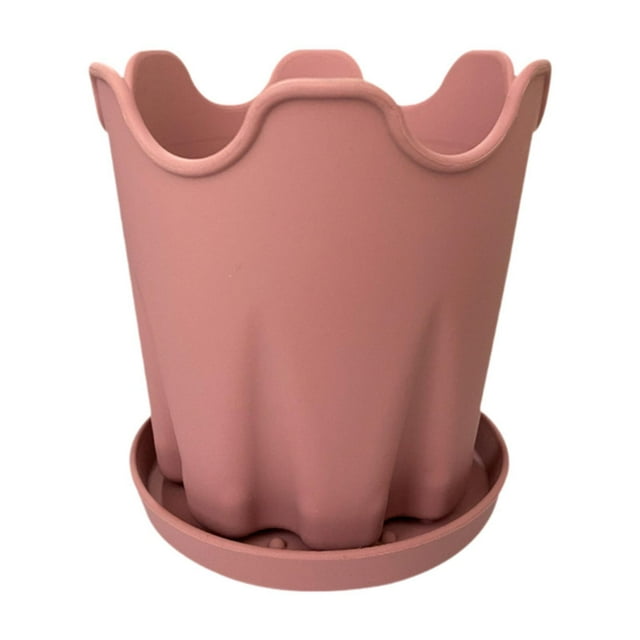 Maceta con bandeja para decoración del hogar, práctica maceta para plantas y flores Rosa