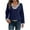Navy, variant on Womens Long Sleeve Shirts Fall Fashion 2026 Patchwork Button Up V Neck Sweatshirt Casual Pullover Tops (XL, White)