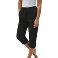 thumbnail image 3 of BXINGOHAI Women Capri Pants Cotton Yoga Wide Leg Pajama Pants Capris Sweatpants Sports Black M, 3 of 5