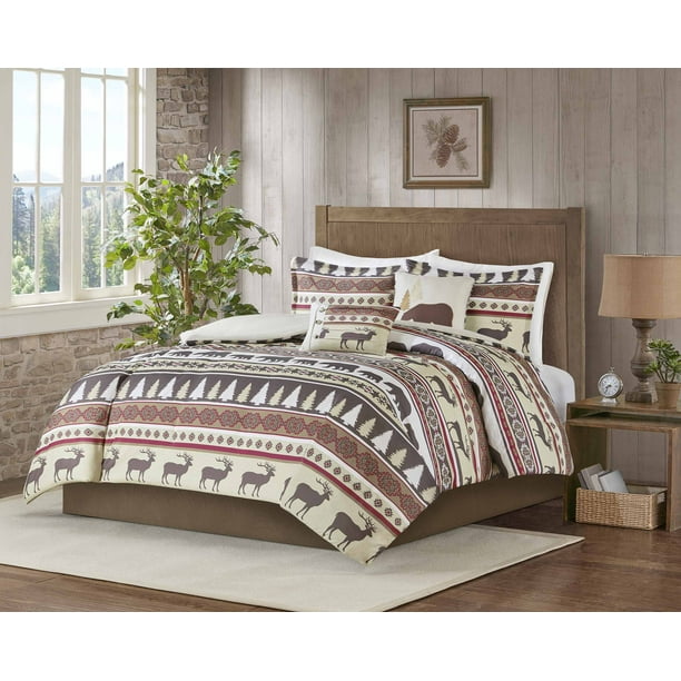 MarCielo 5 Piece Luxury Rustic Lodge King Comforter Set Christmas ...