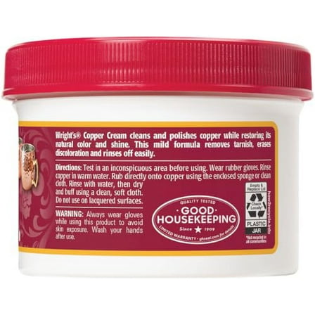 Wright's Copper and Brass Cream Cleaner - Gently Cleans and Removes Tarnish Without Scratching, 8 Ounce (Pack of 6)