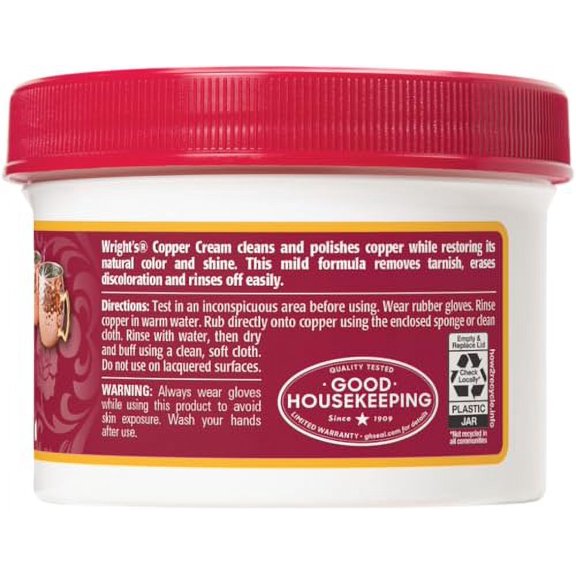 Wright's Copper and Brass Cream Cleaner - Gently Cleans and Removes Tarnish Without Scratching, 8 Ounce (Pack of 6)