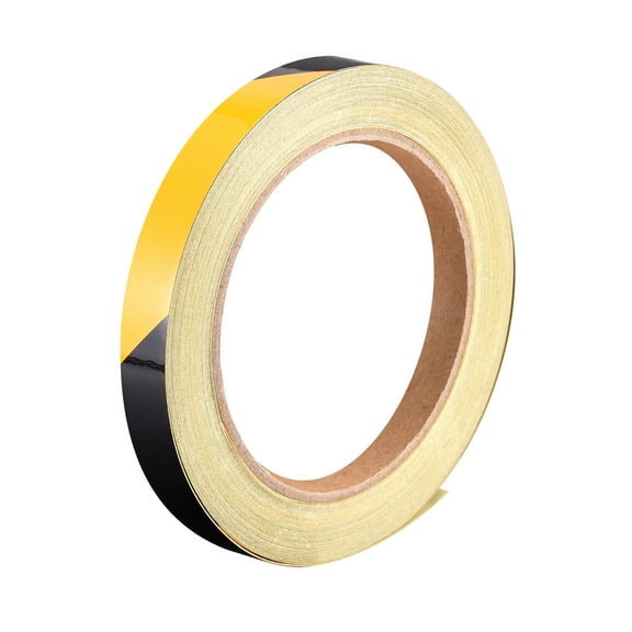 Reflective Tape Yellow Black,  10mm x 25m, Outdoor Waterproof Warning Tape For Bikes, RV, and Boat Marking