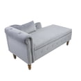 thumbnail image 5 of Chaise Lounge Indoor,Velvet Lounge Chair for Bedroom with Storage & Pillow,Modern Upholstered Rolled Arm Chase Lounge for Sleeping with Nailhead Trim for Living Room Bedroom Office, Grey, 5 of 9