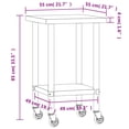 thumbnail image 4 of vidaXL Table de Cuisine avec Roulettes 55x55x85 cm Acier Inoxydable, 4 of 5