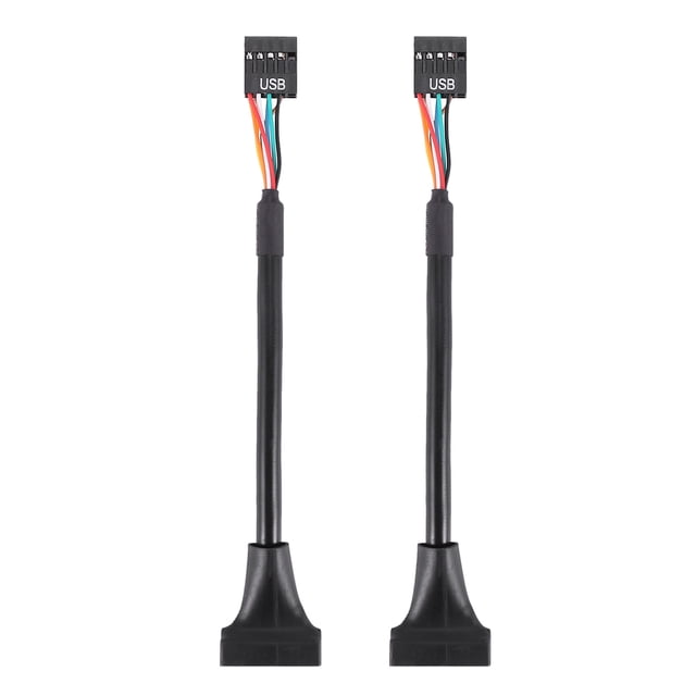 2X Negro USB 2.0 9 Pin Hembra A USB 3.0 20 Pin Macho Cable Adaptador Conector