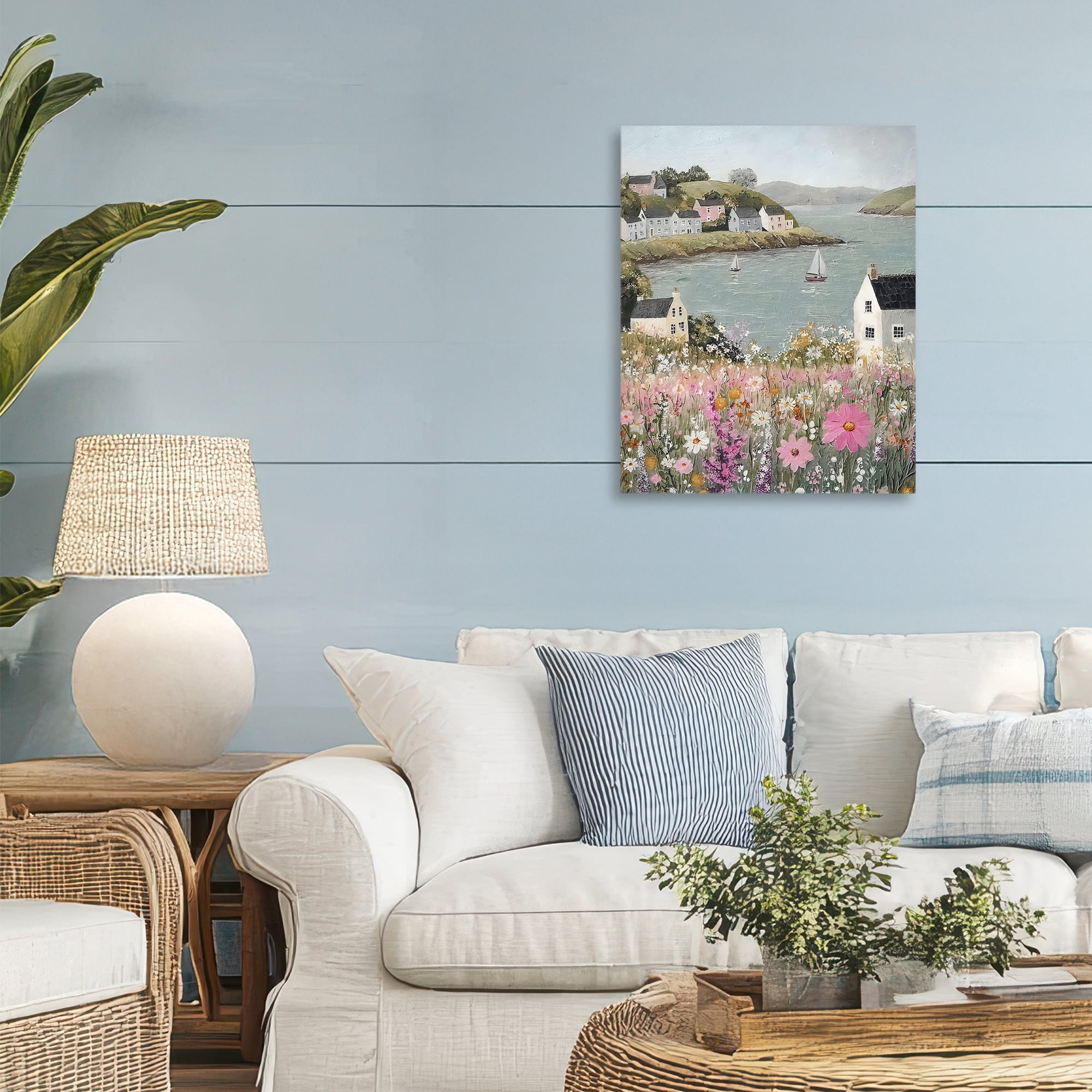Stupell Industries Seaside Cottages & Sailboats Canvas Wall Art, design by Riley B