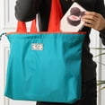thumbnail image 4 of Shopping Bag Foldable Carry Bag with Drawstring Closure Portable Shoulder Bag for Shopping and Travel Outdoor Camping, 4 of 8