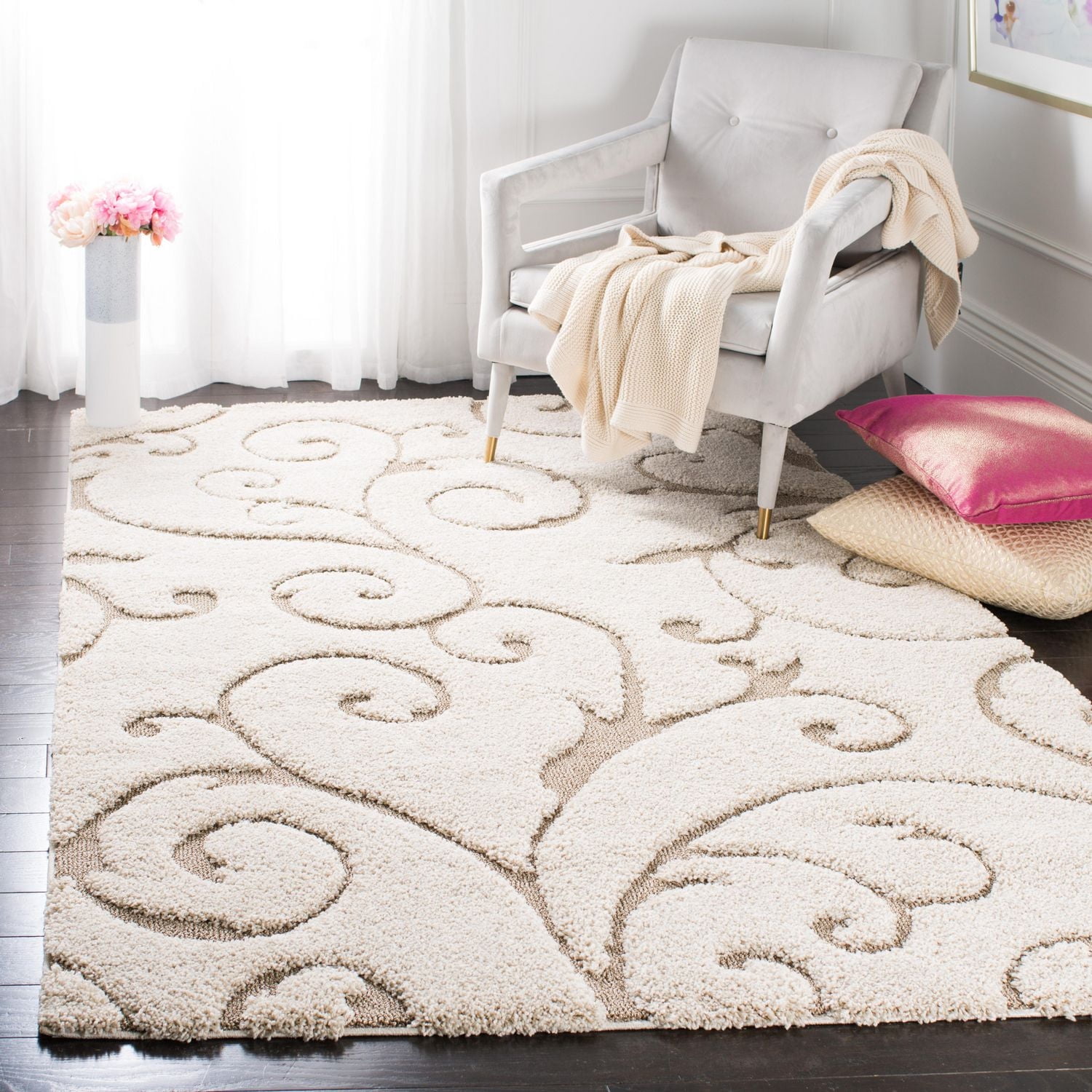 SAFAVIEH Florida Douglas Floral Vines Shag Area Rug