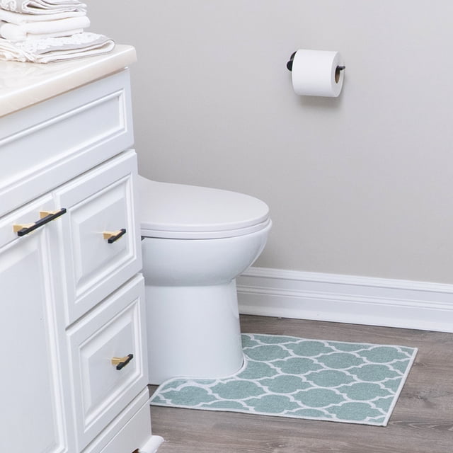 Sussexhome Toilet Mat - Machine Washable & Absorbent Bath Rugs for Bathroom Floor - Plush, Non Slip Bath Rug - Polyester & Cotton Bathroom Rugs with Printed Pattern Design - 20”x24" Bathroom Mats